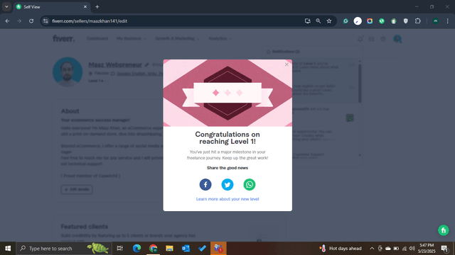 Fiverr Level One Seller